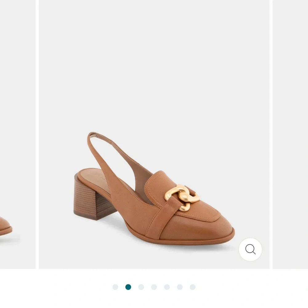 AEROSOLES Tan Loafers with Gold Accent - Picture 3 of 3